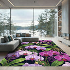 Vibrant Purple Orchid Tropical Floral Rug