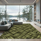 Olive Green Woven Basket Lattice Rug