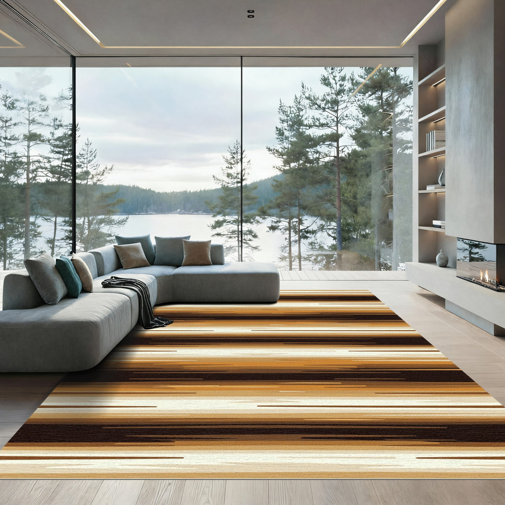 Rich Earth Tone Horizontal Stroke Rug