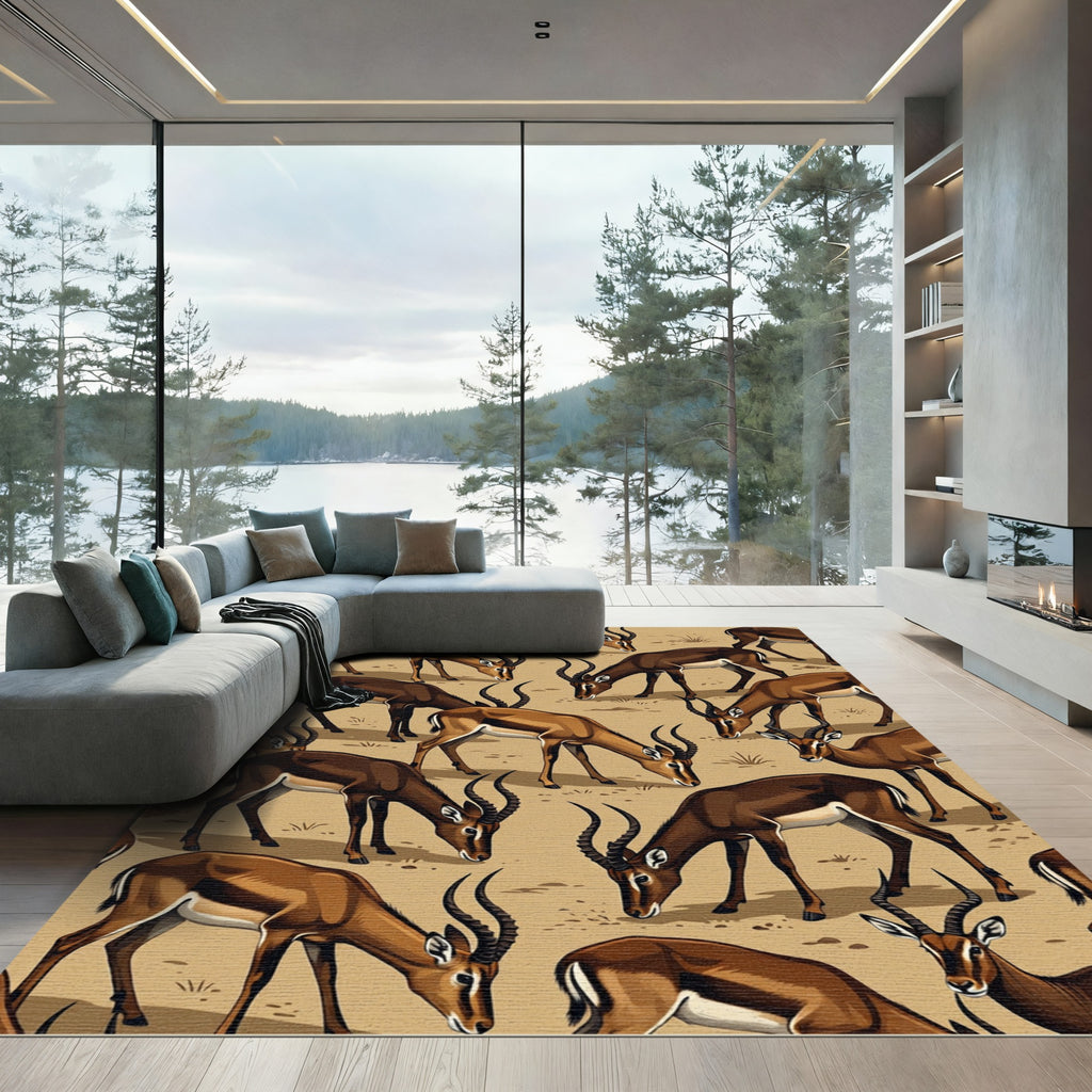 Golden Savanna Gazelle Wildlife Herd Rug