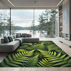 Lush Green Fern Foliage Abstract Rug