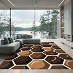 Sophisticated Earth Tone Hexagon Mosaic Rug
