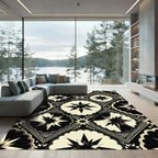 Monochromatic Celestial Starburst Geometric Tile Rug