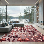 Elegant Rose Gold Ribbon Bows Rug