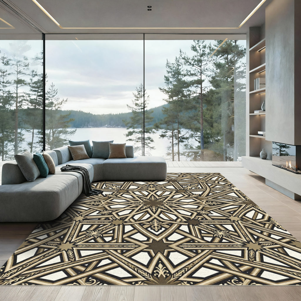 Intricate Geometric Star Medallion Rug