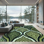 Olive Green Paisley Ikat Ornament Rug