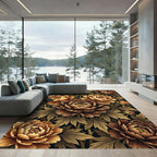 Elegant Sepia Peony Floral Arrangement Rug