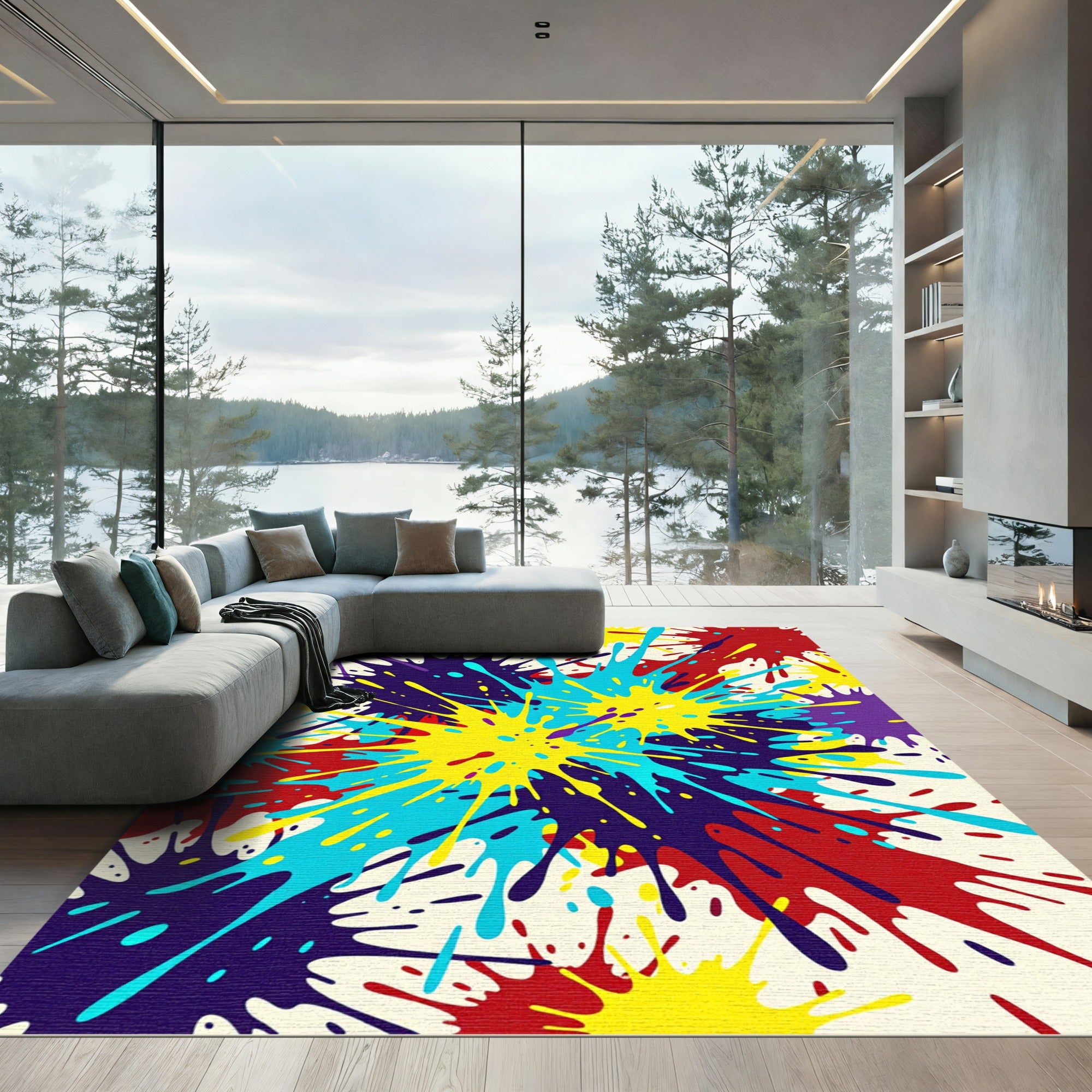 Vibrant Splash Art Explosion Rug