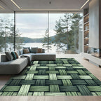 Sage Green Woven Texture Grid Rug
