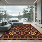 Earthy Geometric Aztec Diamond Rug