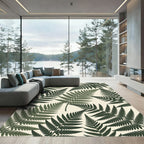 Lush Green Tropical Fern Leaf Rug