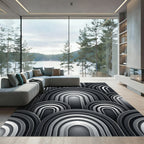 Monochrome Arched Art Deco Geometric Rug