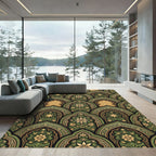 Emerald Green Archway Floral Medallion Rug