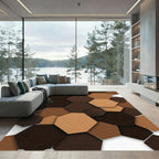 Modern Earthy Tones Stacked Hexagon Grid Rug