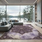 Ornate Purple Lavender Floral Medallion Rug