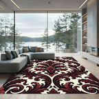 Elegant Burgundy Gothic Damask Scroll Rug