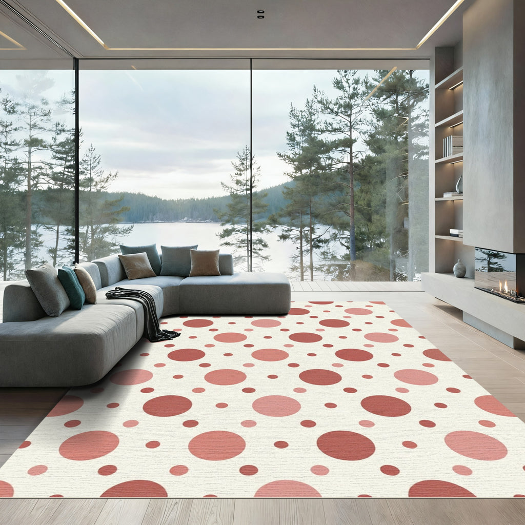 Soft Rose and Terracotta Polka Dot Rug