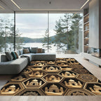 Golden Desert Mosque Hexagon Mosaic Rug