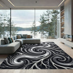 Monochromatic Swirling Smoke Branches Rug