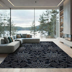 Dark Gray Starburst Geometric Relief Rug