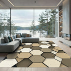 Modern Neutral Earth Tone Hexagon Rug