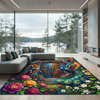 Enchanted Peacock Garden Rose Gate Rug