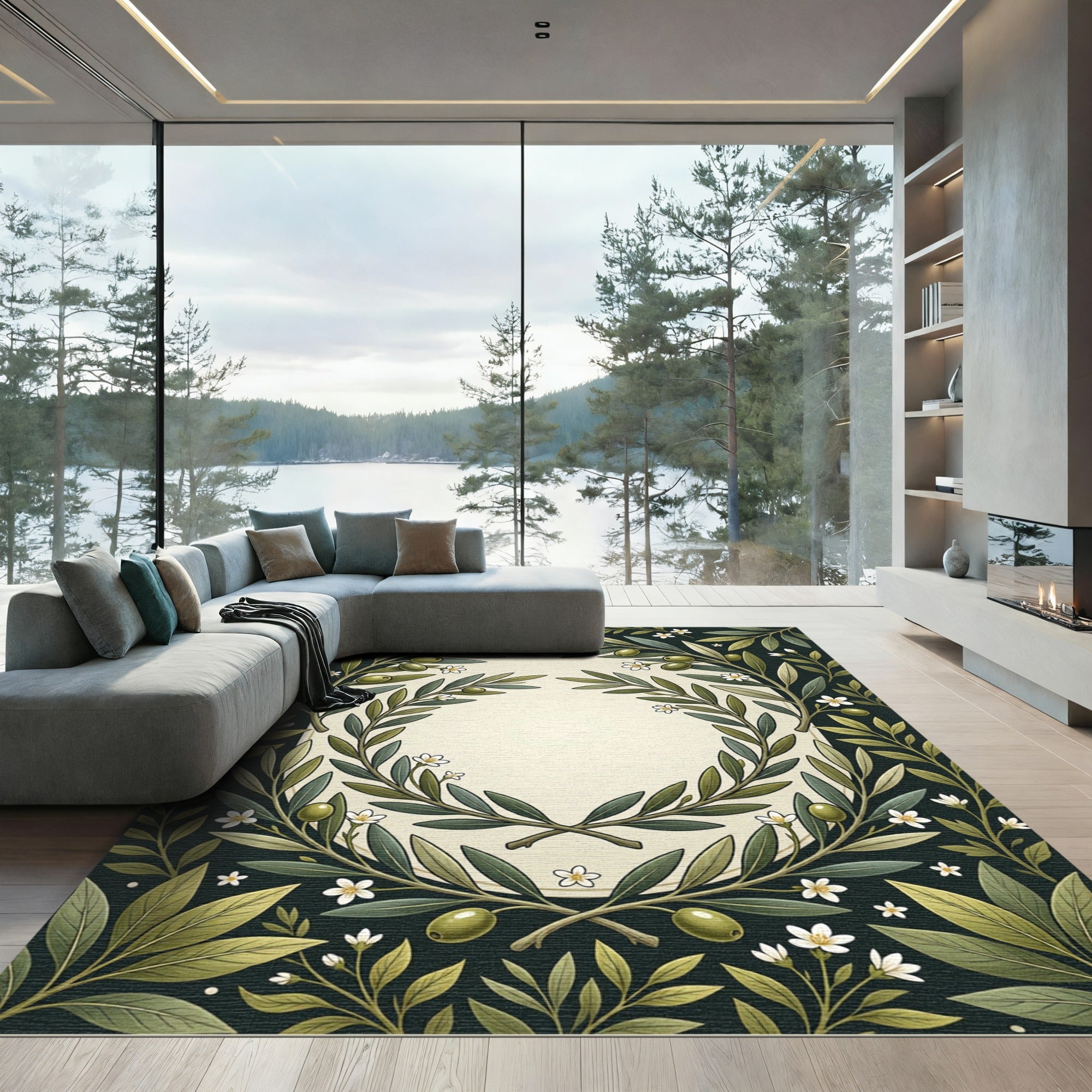 Olive Branch Laurel Wreath Rug