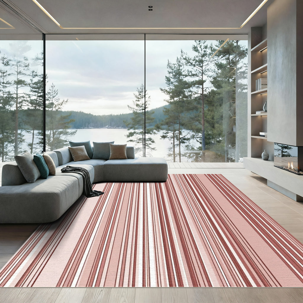 Pale Rose Vertical Stripe Rug