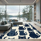 Minimalist Black Cat Whimsical Art Rug