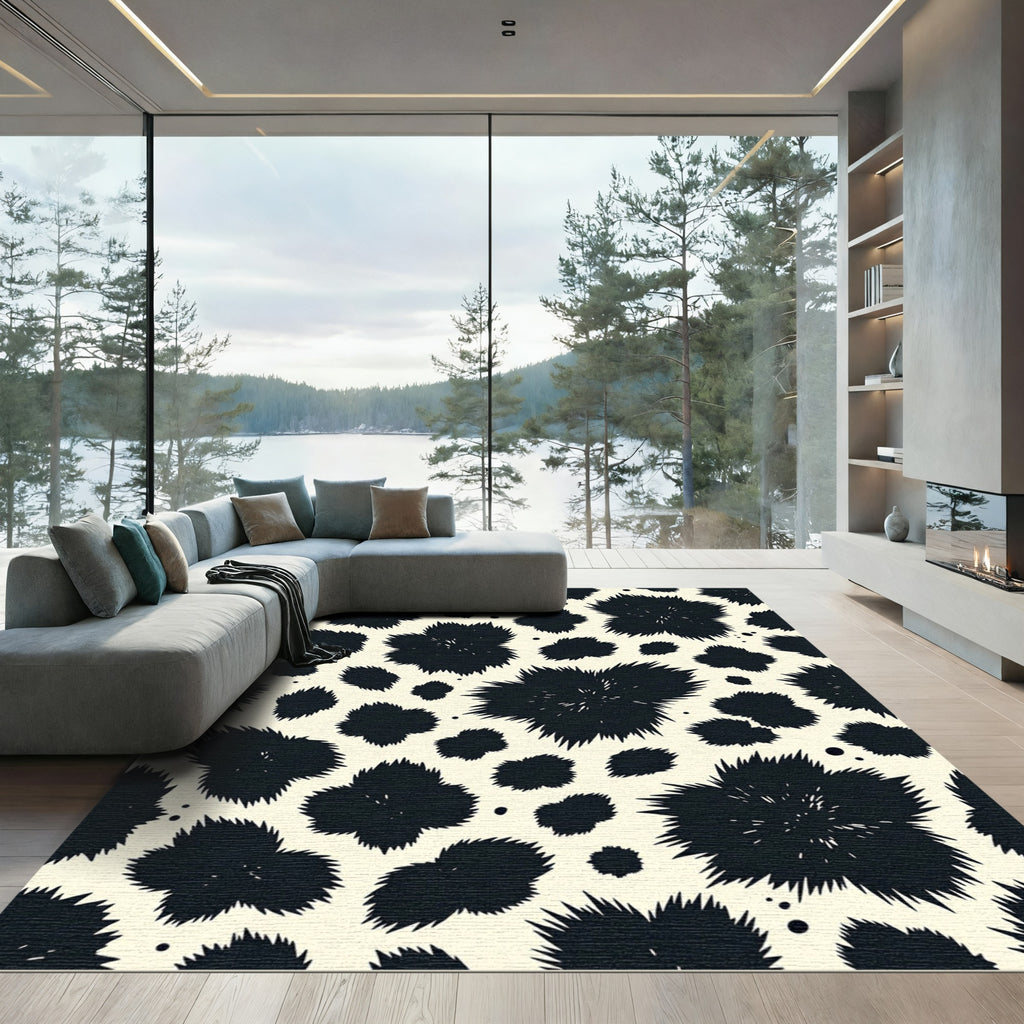 Bold Black Abstract Animal Spot Rug