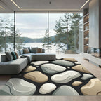 Abstract Pebble Forms Neutral Palette Rug