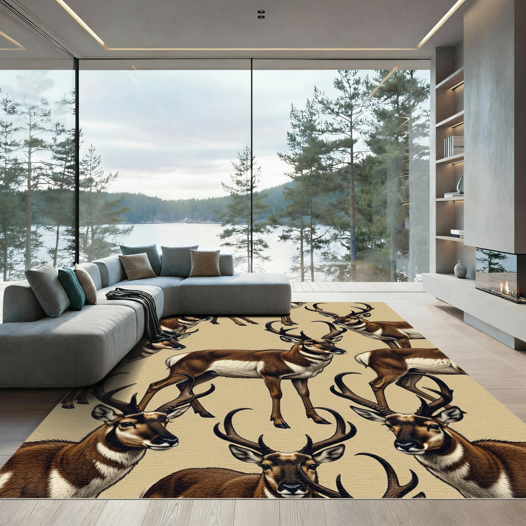 Majestic Antelope Horned Fauna Illustration Rug