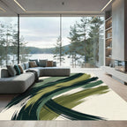 Modern Sage and Forest Green Swirl Rug