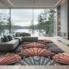 Salmon And Gray Heart Shells Rug