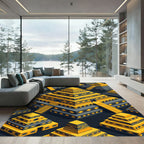 Gold Aztec Pyramid Geometric Step Rug