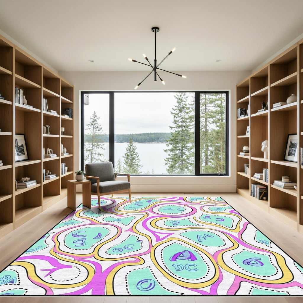 Whimsical Abstract Alphabetic Flow Rug