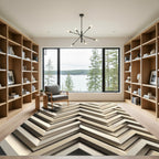 Neutral Wood Tone Chevron Layered Rug