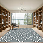 Sophisticated Slate Gray Intersecting Lattice Rug
