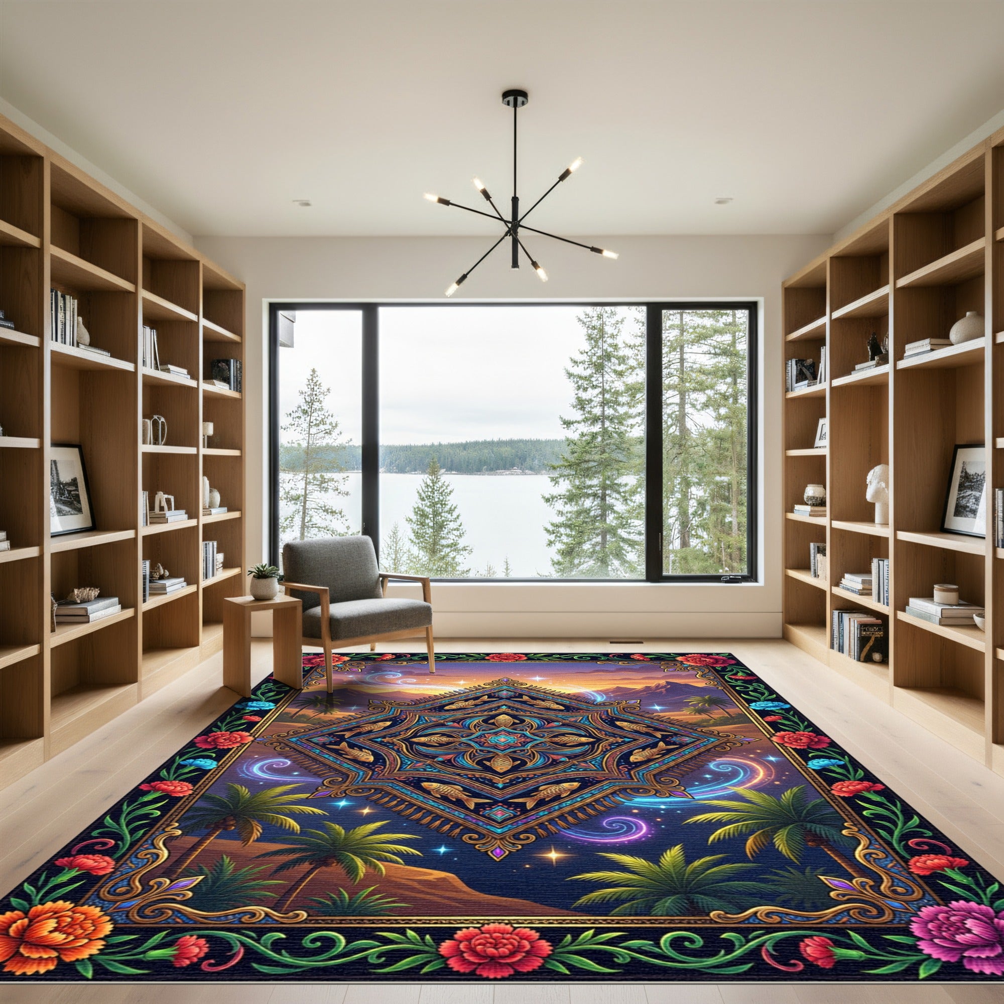Golden Fish Oasis Sunset Medallion Rug