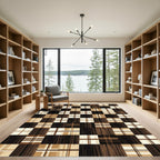 Warm Brown Plaid Patchwork Quilt Rug