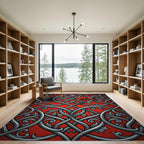 Intricate Gray Poppy Floral Swirl Rug