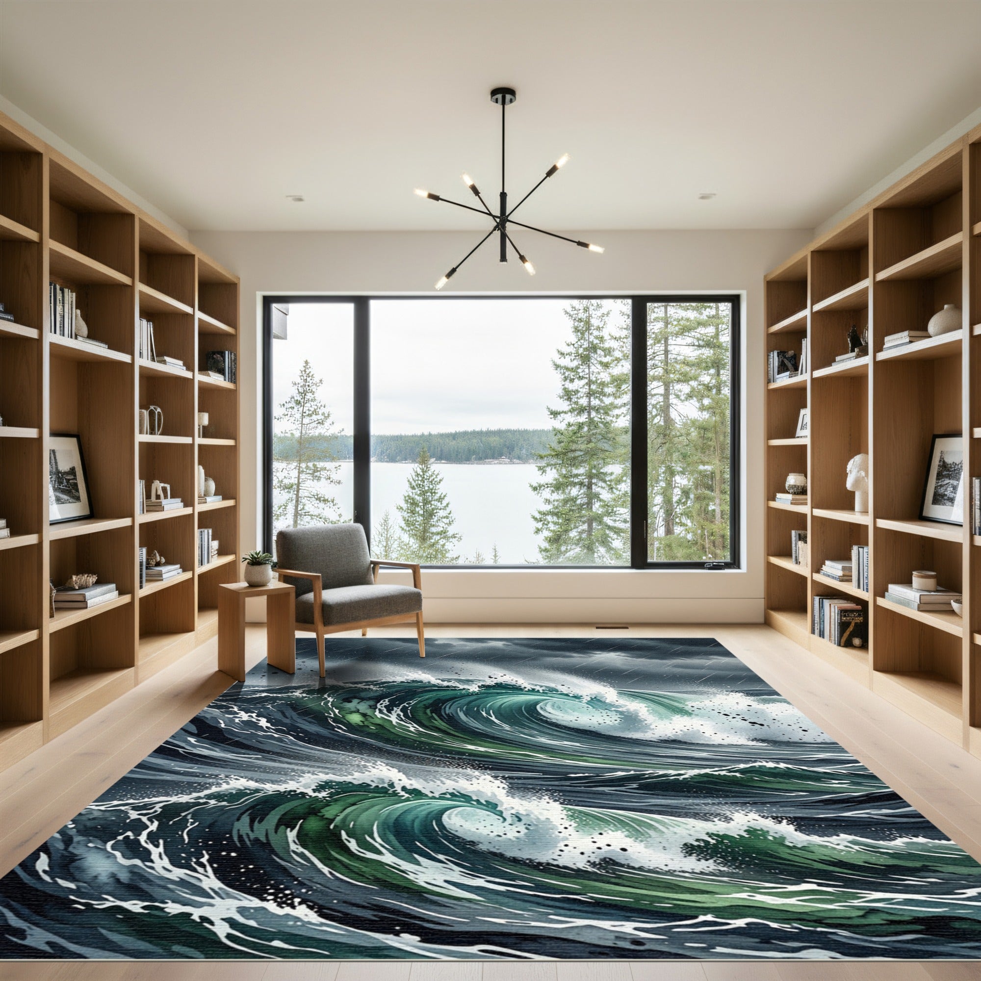Dramatic Stormy Deep Sea Wave Rug
