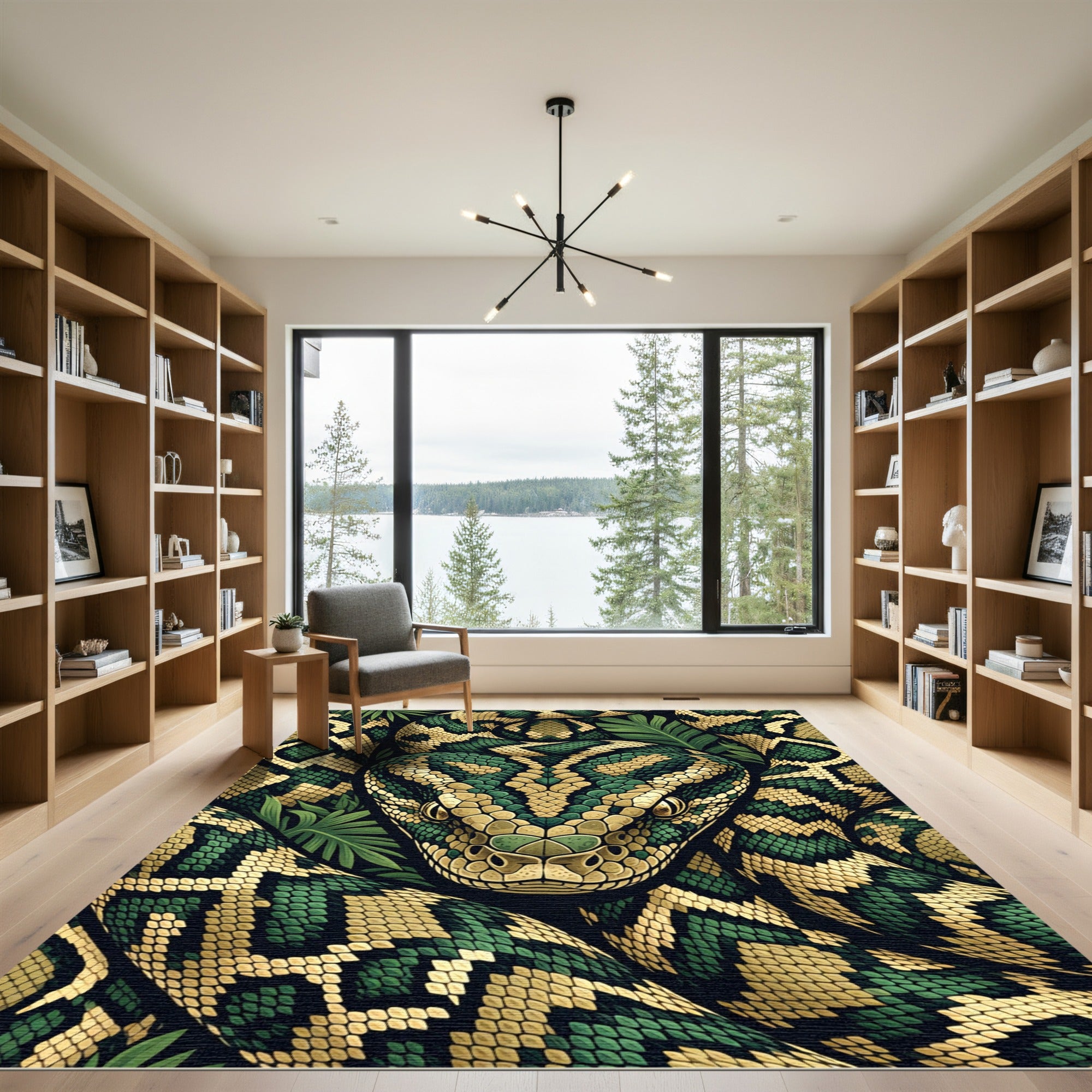 Verdant Serpent Jungle Coiled Rug