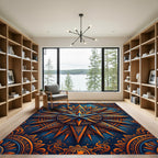 Golden Astral Compass Celestial Area Rug