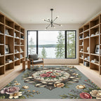 Vintage Rose Garden Oval Medallion Rug