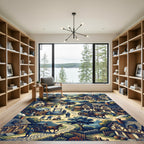 Whimsical Village Life Scenic Illustration Rug