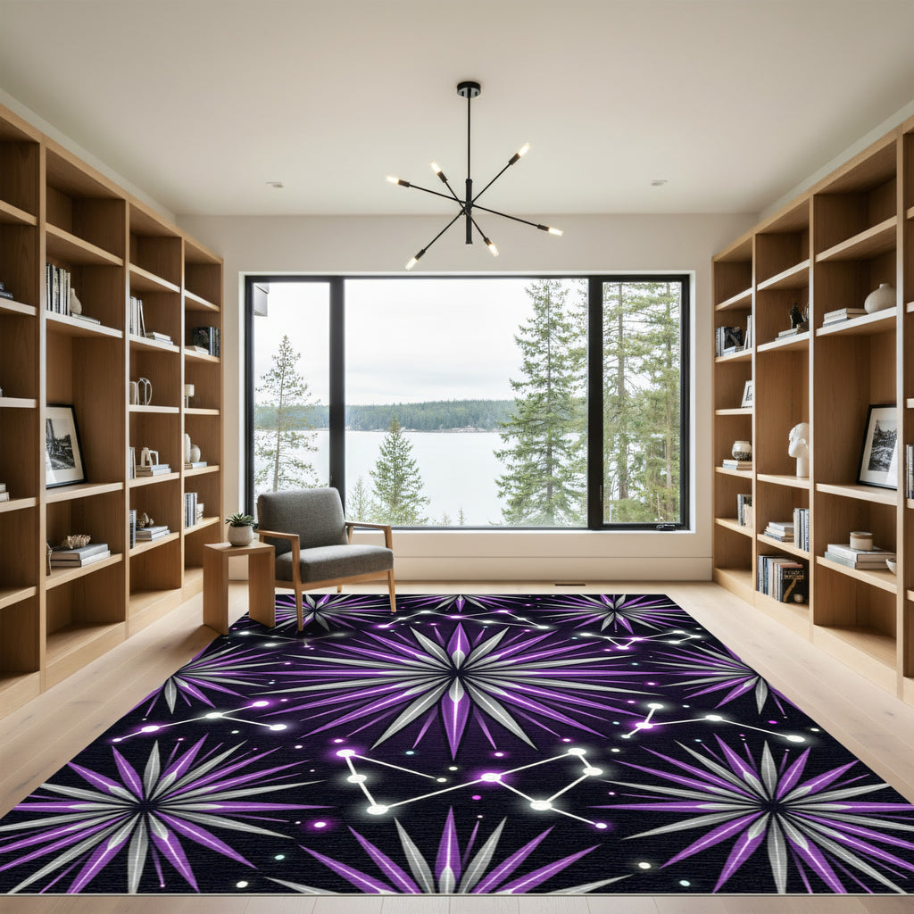 Radiant Purple Celestial Starburst Rug