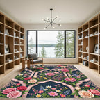 Pink Rose Trellis Garden Composition Rug