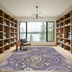 Lavender Yellow Paisley Floral Medallion Rug