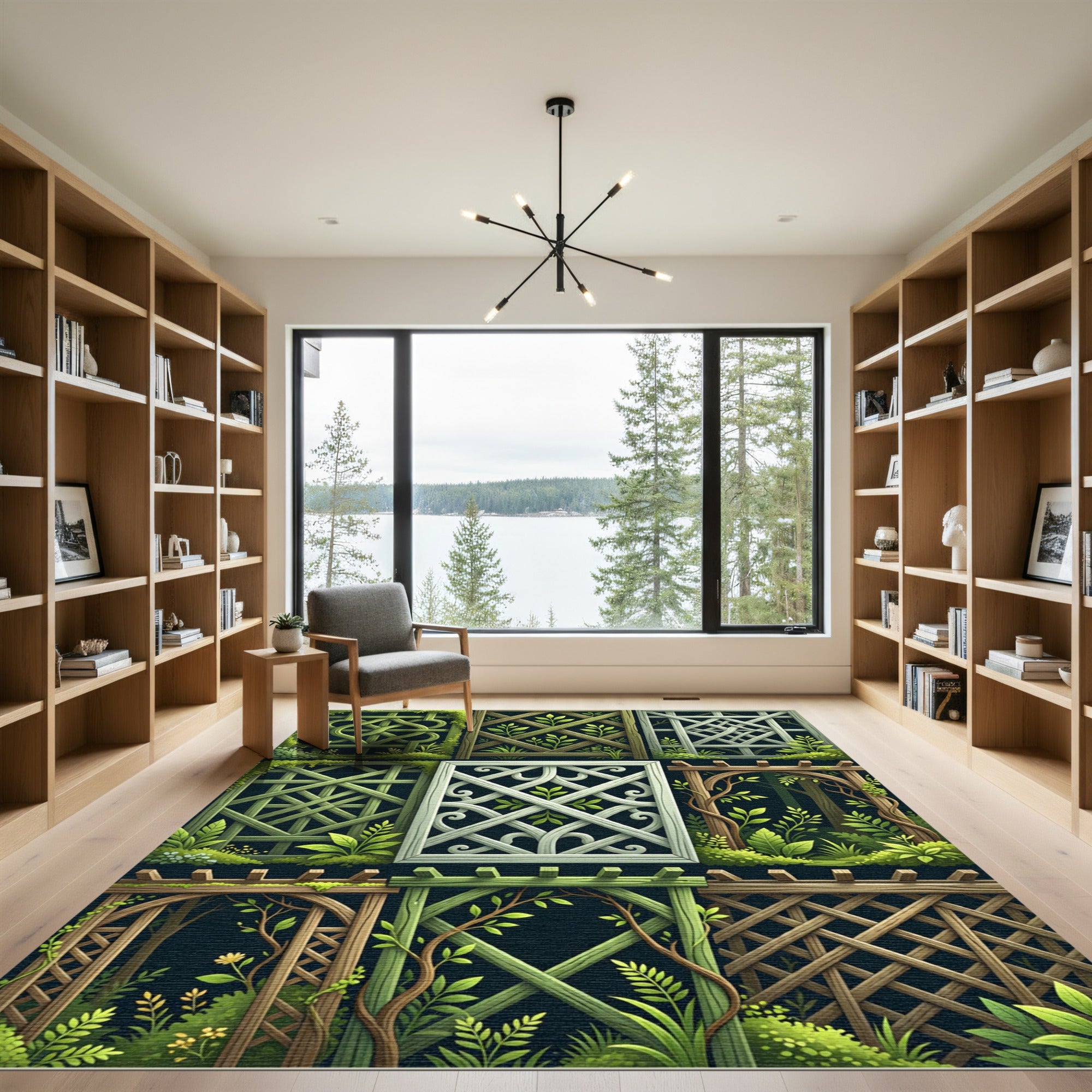 Botanical Garden Trellis Lattice Grid Rug